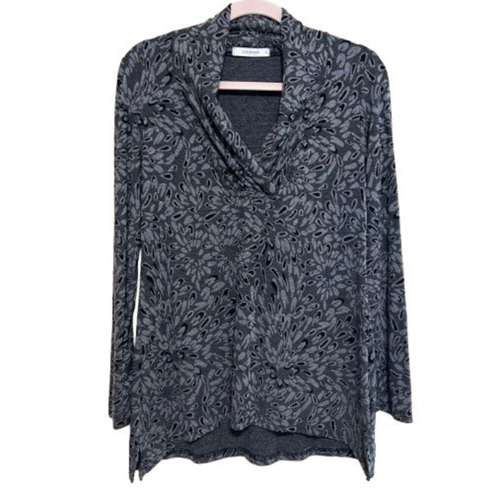 Cut Loose Floral Tunic Top Women Medium Shawl V Neck Knit Stretch Lagenlook Art